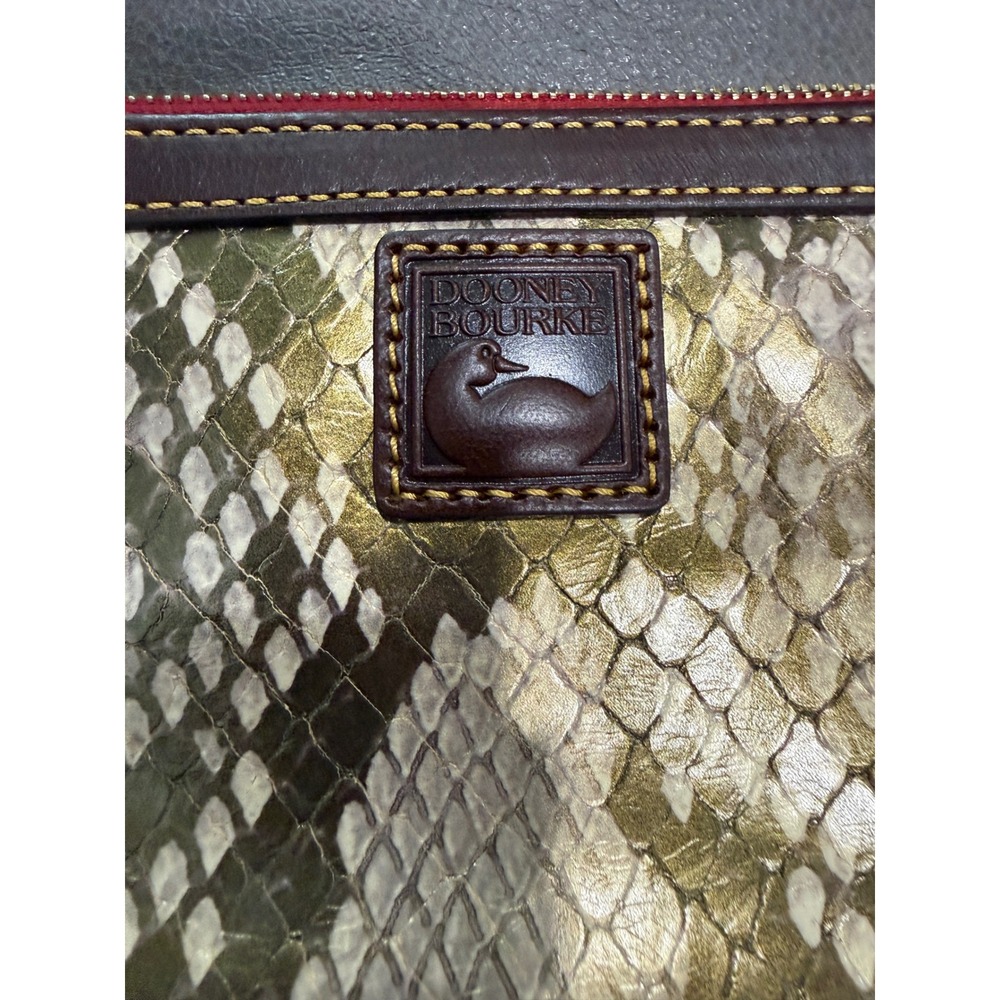 Dooney & Bourke Metallic Gold Snakeskin Embossed Leather Wristlet Clutch Bag - Picture 2 of 4